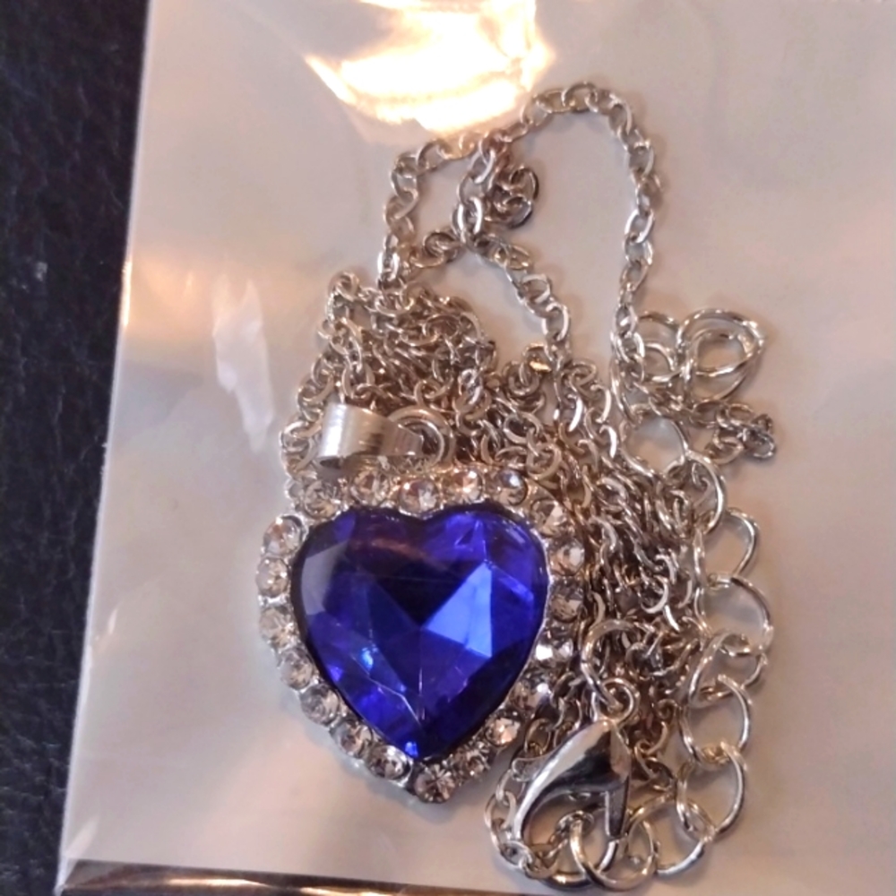 Blue Titanic heart necklace